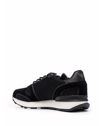 schwarze bedruckte Leder niedrige Sneakers von Emporio Armani