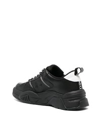 schwarze bedruckte Leder niedrige Sneakers von VERSACE JEANS COUTURE