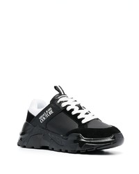 schwarze bedruckte Leder niedrige Sneakers von VERSACE JEANS COUTURE