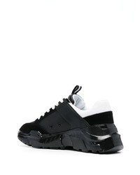 schwarze bedruckte Leder niedrige Sneakers von VERSACE JEANS COUTURE