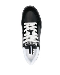 schwarze bedruckte Leder niedrige Sneakers von VERSACE JEANS COUTURE