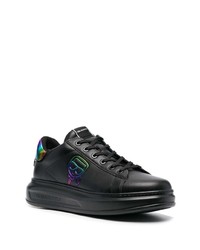 schwarze bedruckte Leder niedrige Sneakers von Karl Lagerfeld