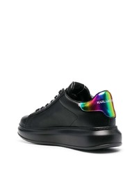 schwarze bedruckte Leder niedrige Sneakers von Karl Lagerfeld