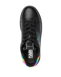 schwarze bedruckte Leder niedrige Sneakers von Karl Lagerfeld