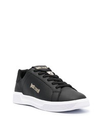 schwarze bedruckte Leder niedrige Sneakers von Just Cavalli