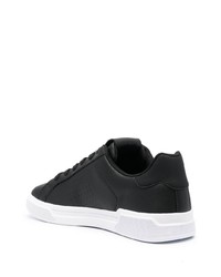 schwarze bedruckte Leder niedrige Sneakers von Just Cavalli