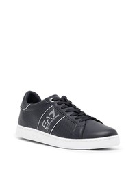 schwarze bedruckte Leder niedrige Sneakers von Ea7 Emporio Armani