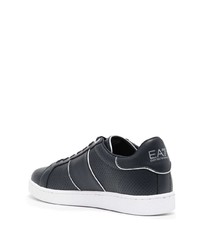 schwarze bedruckte Leder niedrige Sneakers von Ea7 Emporio Armani