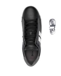 schwarze bedruckte Leder niedrige Sneakers von Palm Angels