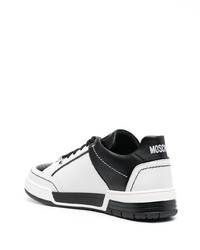 schwarze bedruckte Leder niedrige Sneakers von Moschino