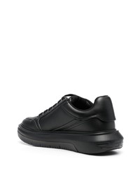 schwarze bedruckte Leder niedrige Sneakers von Emporio Armani