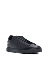 schwarze bedruckte Leder niedrige Sneakers von Emporio Armani