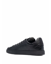 schwarze bedruckte Leder niedrige Sneakers von Emporio Armani