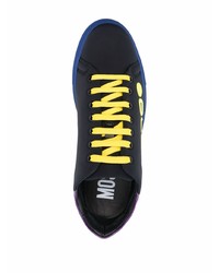 schwarze bedruckte Leder niedrige Sneakers von Moschino