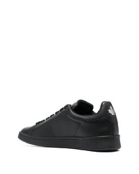 schwarze bedruckte Leder niedrige Sneakers von DSQUARED2