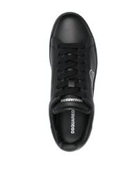 schwarze bedruckte Leder niedrige Sneakers von DSQUARED2