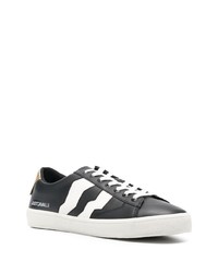 schwarze bedruckte Leder niedrige Sneakers von Just Cavalli