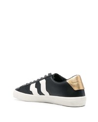 schwarze bedruckte Leder niedrige Sneakers von Just Cavalli