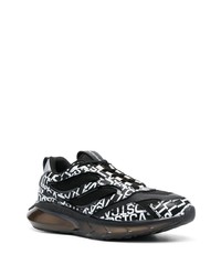 schwarze bedruckte Leder niedrige Sneakers von Just Cavalli