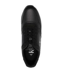 schwarze bedruckte Leder niedrige Sneakers von Calvin Klein Jeans