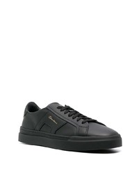 schwarze bedruckte Leder niedrige Sneakers von Santoni