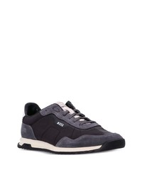 schwarze bedruckte Leder niedrige Sneakers von BOSS