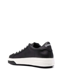 schwarze bedruckte Leder niedrige Sneakers von DSQUARED2