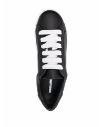 schwarze bedruckte Leder niedrige Sneakers von DSQUARED2