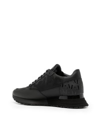 schwarze bedruckte Leder niedrige Sneakers von Mallet