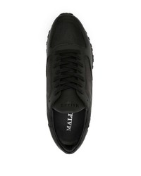 schwarze bedruckte Leder niedrige Sneakers von Mallet