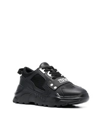 schwarze bedruckte Leder niedrige Sneakers von VERSACE JEANS COUTURE