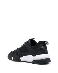 schwarze bedruckte Leder niedrige Sneakers von Just Cavalli