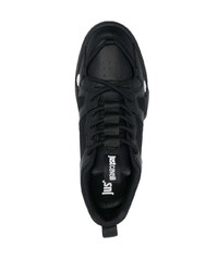 schwarze bedruckte Leder niedrige Sneakers von Just Cavalli