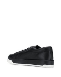 schwarze bedruckte Leder niedrige Sneakers von Calvin Klein