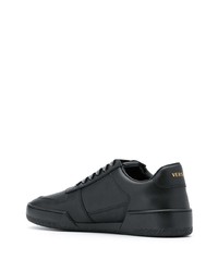 schwarze bedruckte Leder niedrige Sneakers von Versace