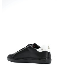 schwarze bedruckte Leder niedrige Sneakers von Philipp Plein