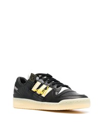 schwarze bedruckte Leder niedrige Sneakers von adidas