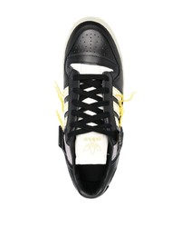 schwarze bedruckte Leder niedrige Sneakers von adidas