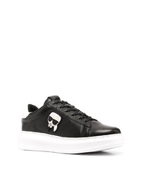 schwarze bedruckte Leder niedrige Sneakers von Karl Lagerfeld