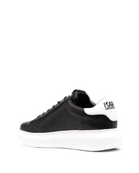 schwarze bedruckte Leder niedrige Sneakers von Karl Lagerfeld