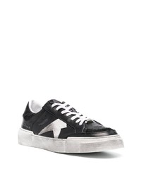 schwarze bedruckte Leder niedrige Sneakers von John Richmond