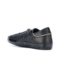 schwarze bedruckte Leder niedrige Sneakers von Philippe Model