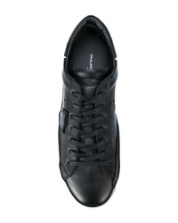 schwarze bedruckte Leder niedrige Sneakers von Philippe Model