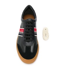 schwarze bedruckte Leder niedrige Sneakers von Bally