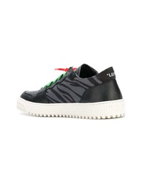 schwarze bedruckte Leder niedrige Sneakers von Off-White