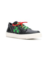 schwarze bedruckte Leder niedrige Sneakers von Off-White