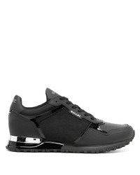 schwarze bedruckte Leder niedrige Sneakers von Mallet
