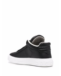 schwarze bedruckte Leder niedrige Sneakers von Salvatore Ferragamo