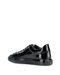 schwarze bedruckte Leder niedrige Sneakers von Moschino