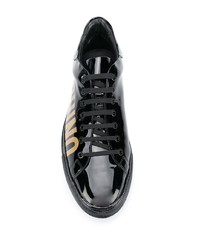 schwarze bedruckte Leder niedrige Sneakers von Moschino